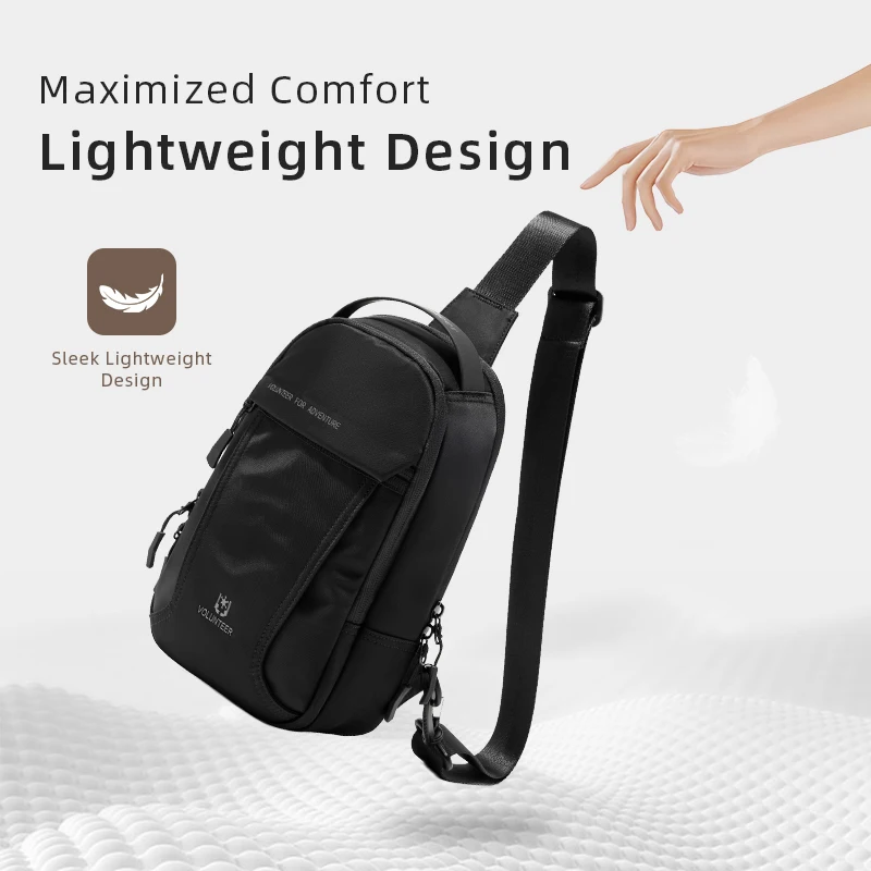VOLUNTEER Minimalist Large Capacity Chest Bag for Men Casual Multi-Pocket Waterproof Oxford Running Crossbody Bag Man 1890-01