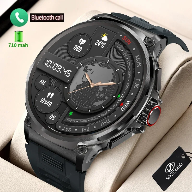 Exra GPS Track Smartwatch para Homens, Chamada Bluetooth, Frequência Cardíaca, Huawei, Xiaomi, Grande Bateria, Novo, 710mAh