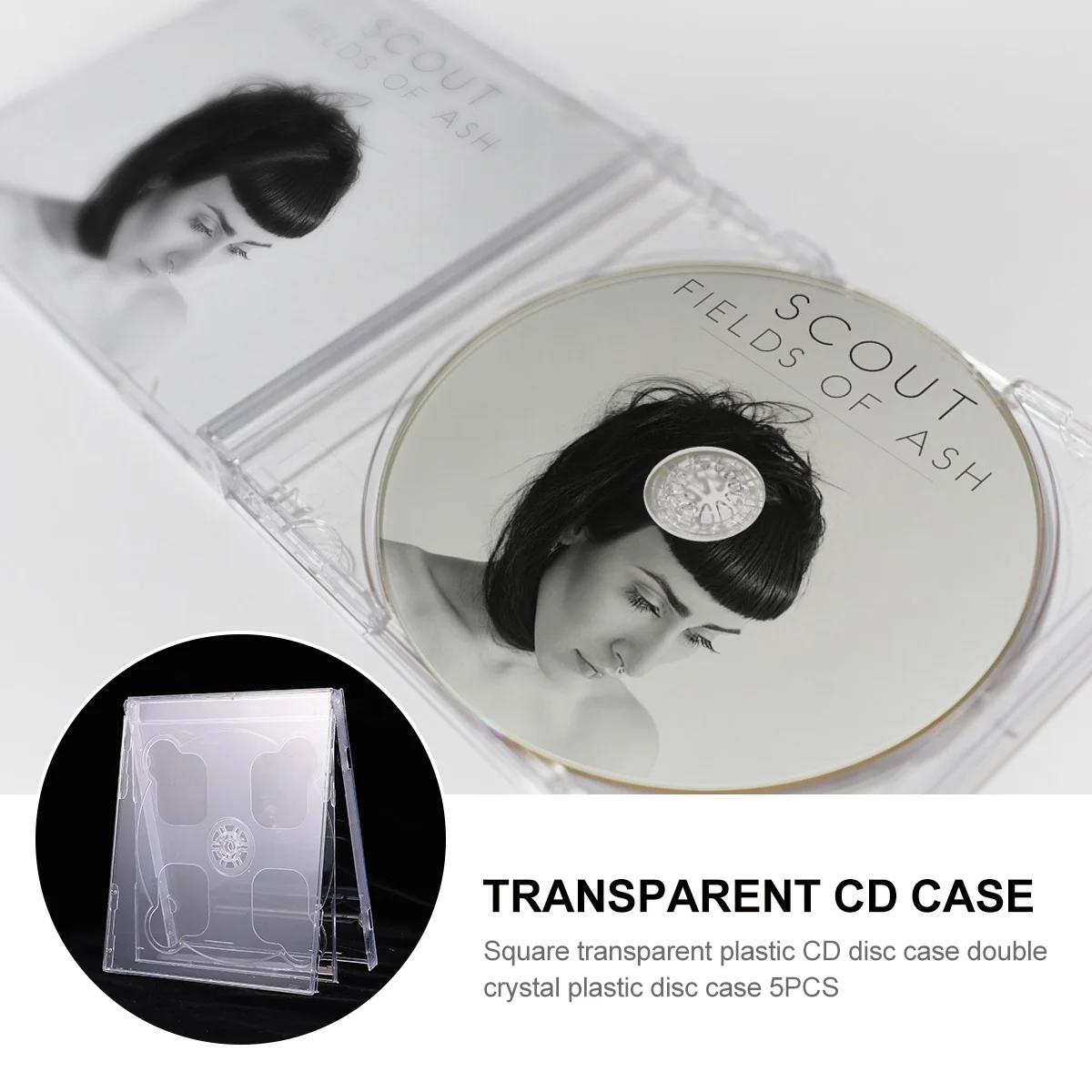 Caixa de CD transparente com bandeja clara montada, vazio padrão, DVD Case, suporte de armazenamento portátil, 5pcs