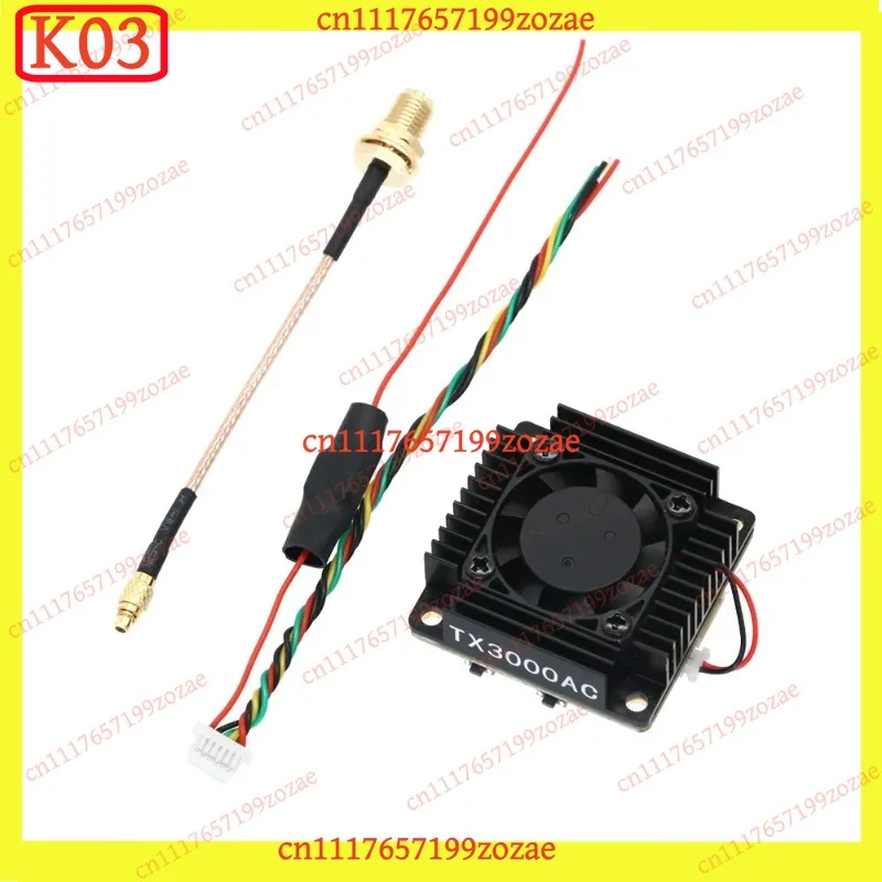 AKK TX3000AC 5.8GHz 3W FPV Video Transmitter 80CH 25-3000mW Adjustable Power SmartAudio Cooling Fan VTX