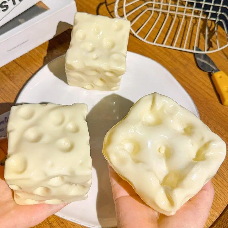 1Pcs Large Moldable Squeeze Ball Giant Cheese Cube Stress Ball Non Rebound ASMR Sensory Christmas Stress Relief Gift