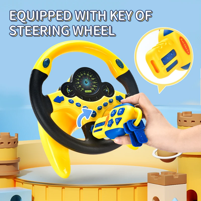 Kids' Interactive Sound and Light Steering Wheel Toy - Educational English Edition with 360-Degree Rotation, Perfect for Early C