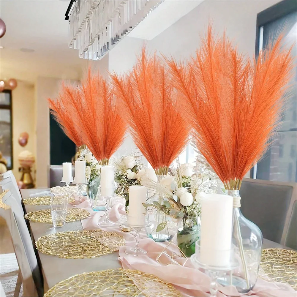 5/10/20pcs Orange Artificial Reeds,21.65in Tall Plush Faux Grass,Large General Pampas Tree Branches,Wedding Party Decoration - Image 4