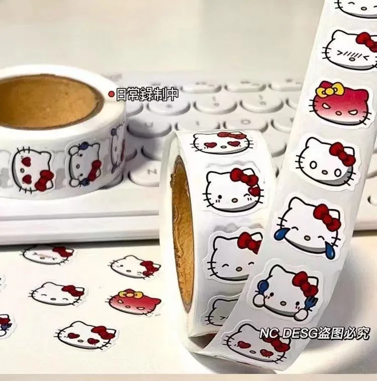 500 PCS/ม้วน Sanrio Hello Kitty Kuromi สติกเกอร์แล็ปท็อป Graffiti Decals ของเล่นเด็กสเก็ตบอร์ดกระเป๋าเดินทางตกแต่งสติกเกอร์การ์ตูนของขวัญ