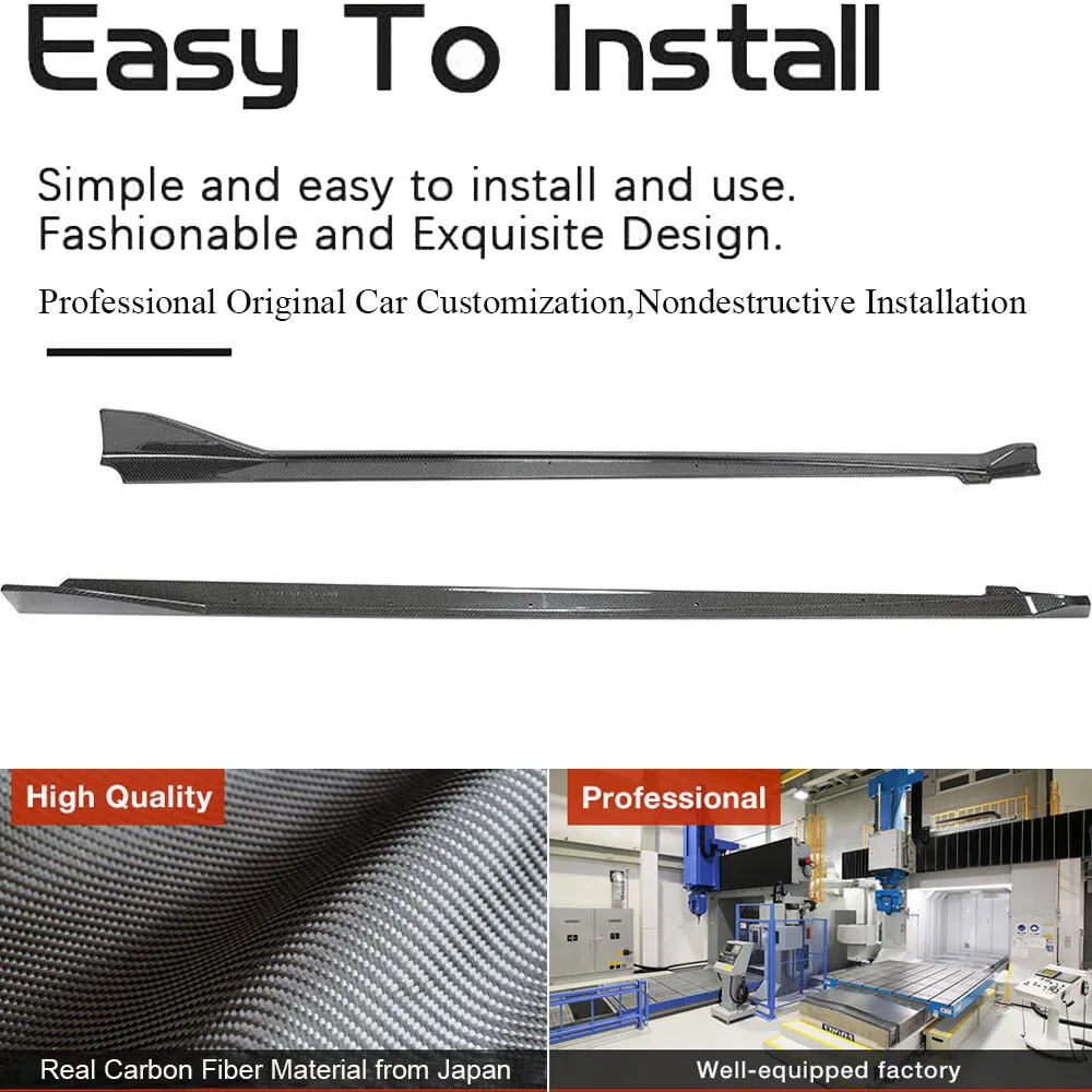 For Toyota Supra A90 A91 2019UP Real Carbon Side Skirt Extension Lip Spoiler Car Accessories