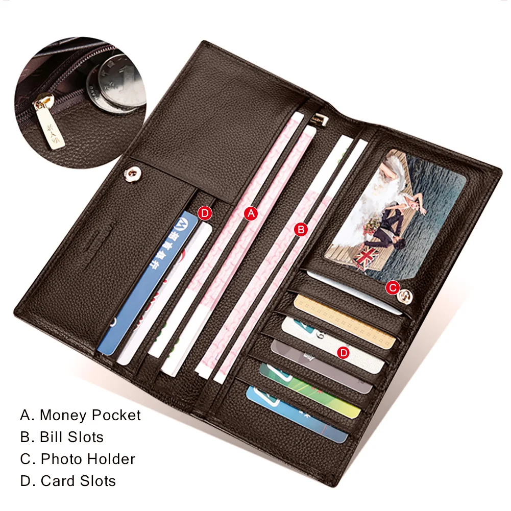 LAORENTOU erkek cüzdan yumuşak hakiki deri cüzdan iş kartı için yeni varış uzun çanta cüzdan el çantası baba için