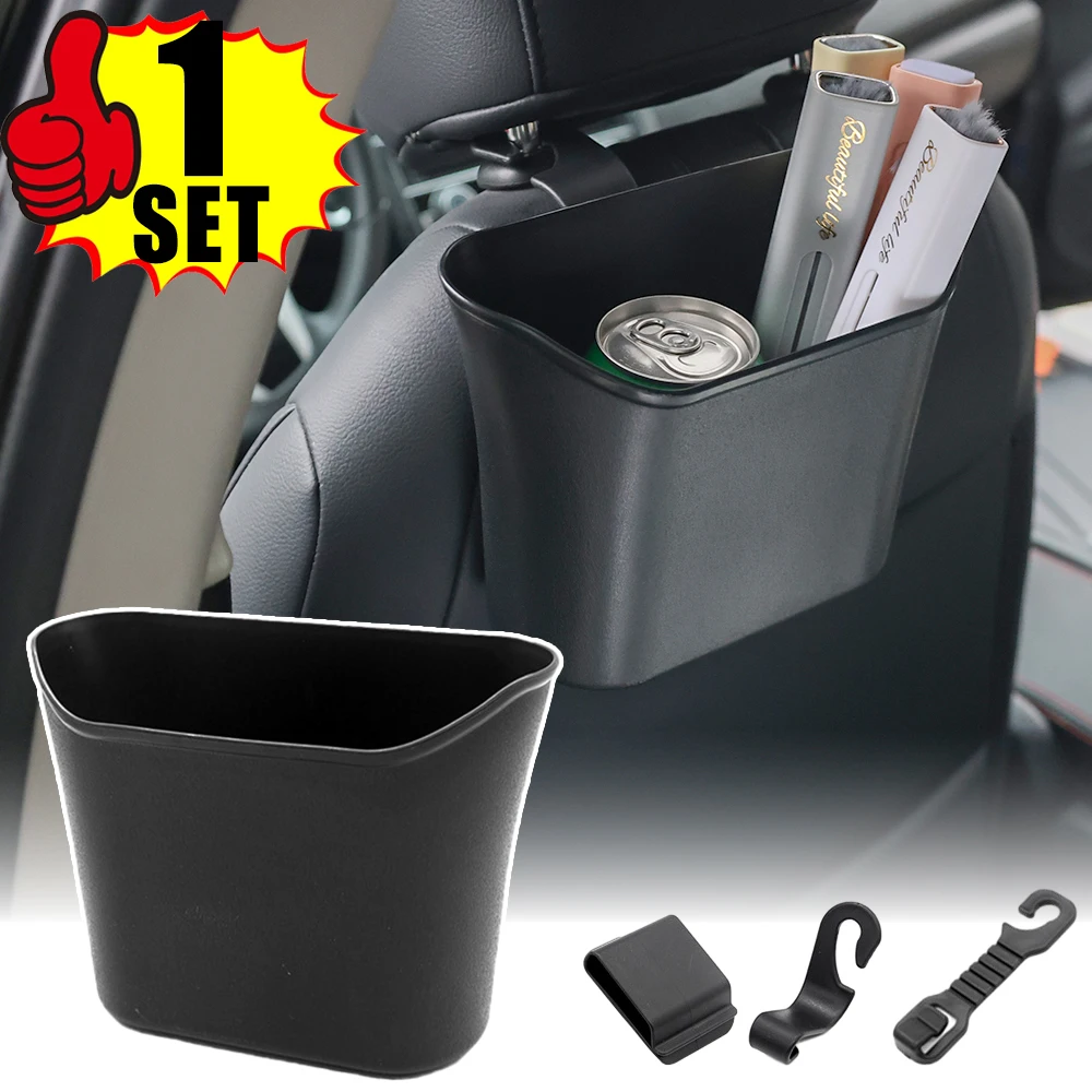 

Multi-functional Car Seat Back Hanging Storage Box Garbage Cans Three-purpose Folding Headrest Back for Automotive Supplies