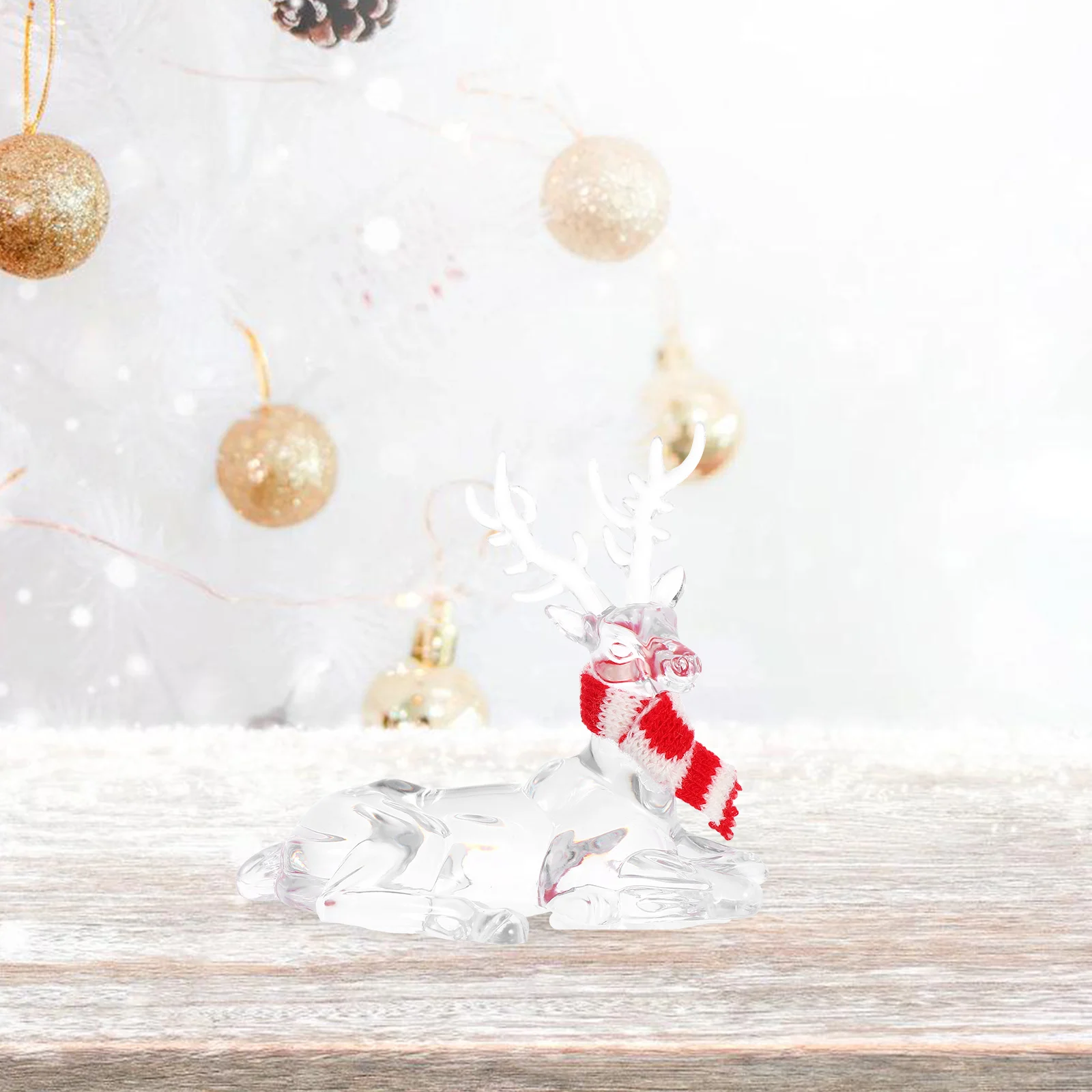 

2 Pcs Decor Acrylic Deer Ornaments Christmas Tree Reindeer Grace Crystal s Transparent Cute Statue Elk