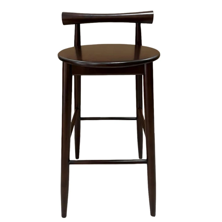 

Solid Wood Rubber Wood Modern Simple Backrest High Stool Cafe Bar Chair Home Living Room Dining Room Chair