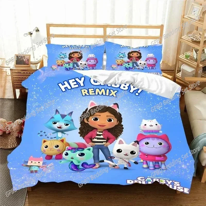 Gabbys D-Dollhouse Bedding Set Duvet Cover Comforter Bed Single Twin Full Queen Youth Kids Girl Boys Gift King Size Bedding Set