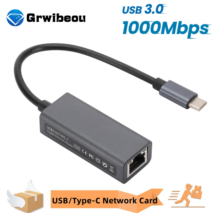 Adaptador Ethernet USB 3,0 tipo C, C a USB tipo tarjeta de red RJ45, Cable de Internet Lan de 1000Mbps para MacBook, PC, Windows XP 7, 8, 10 LUX