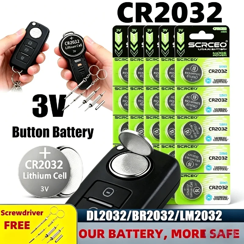 

5-100PCS CR2032 3V 210mAh High Quality Lithium Button Coin Battery For Car Remote Control Watch Toy Calculator