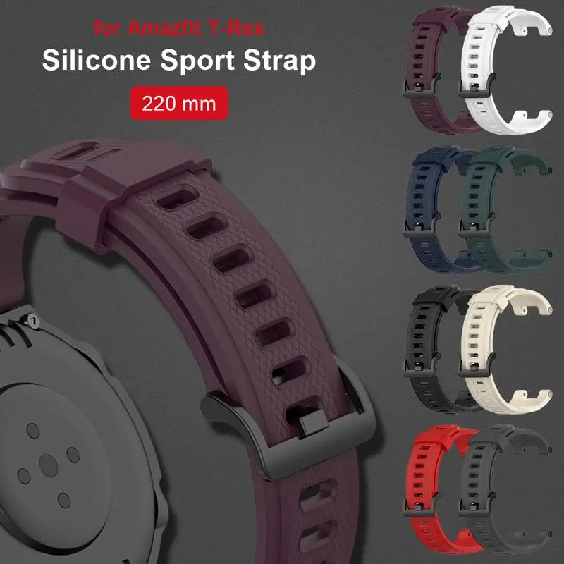 Replacement Watch Band Soft Breathable Silicone Wristband Adjustable Sports Watch Strap For Amazfits T Rex Smart Bracelet