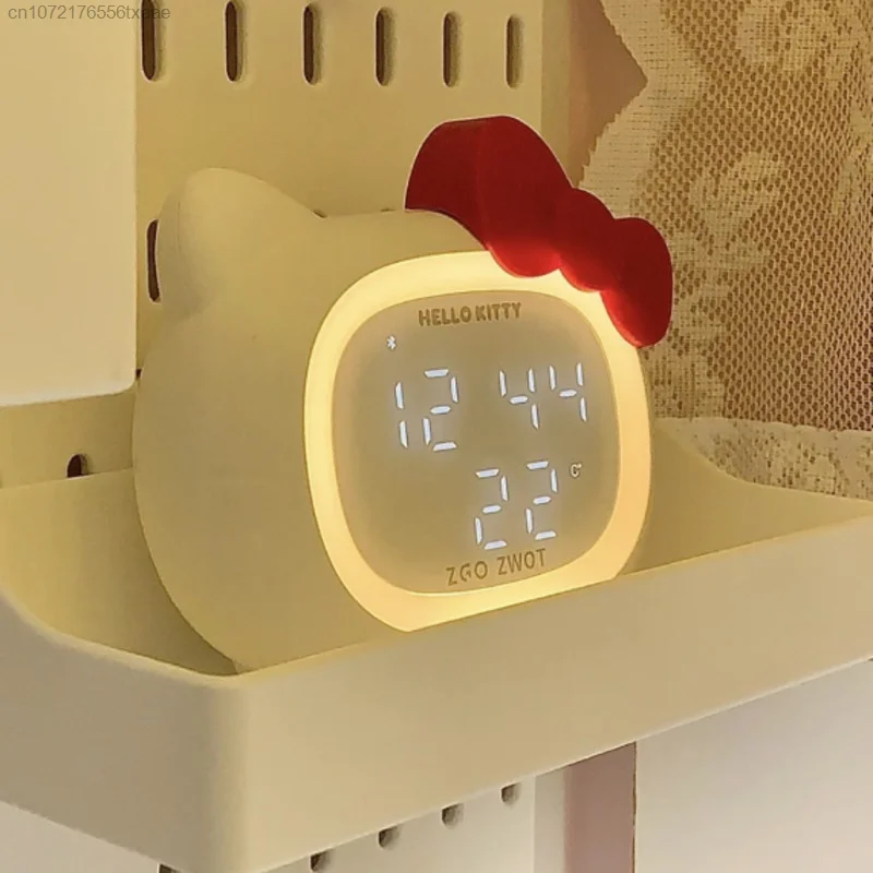 Sanrio Hello Kitty Alarm Clock Y2k Students Table Clock Bluetooth Intelligent Speaker Digital Clock For Bedroom Asthetic Gifts