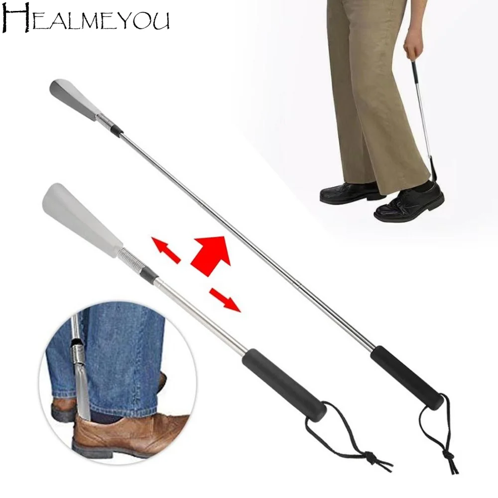 

Раскладной рожок для обуви из нержавеющей стали, эргономичный, выдвижной, регулируемый, телескопический, с длинной ручкой, для пожилых людей