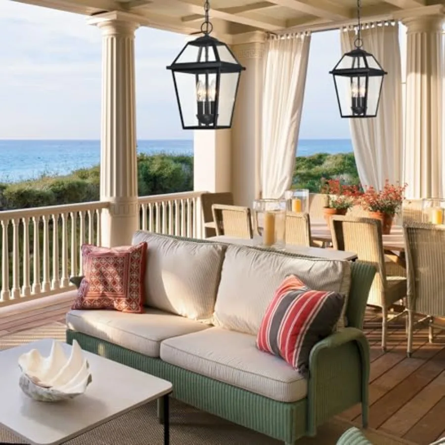 Modern 3-Light Large Outdoor Pendant Light for Porch, 16