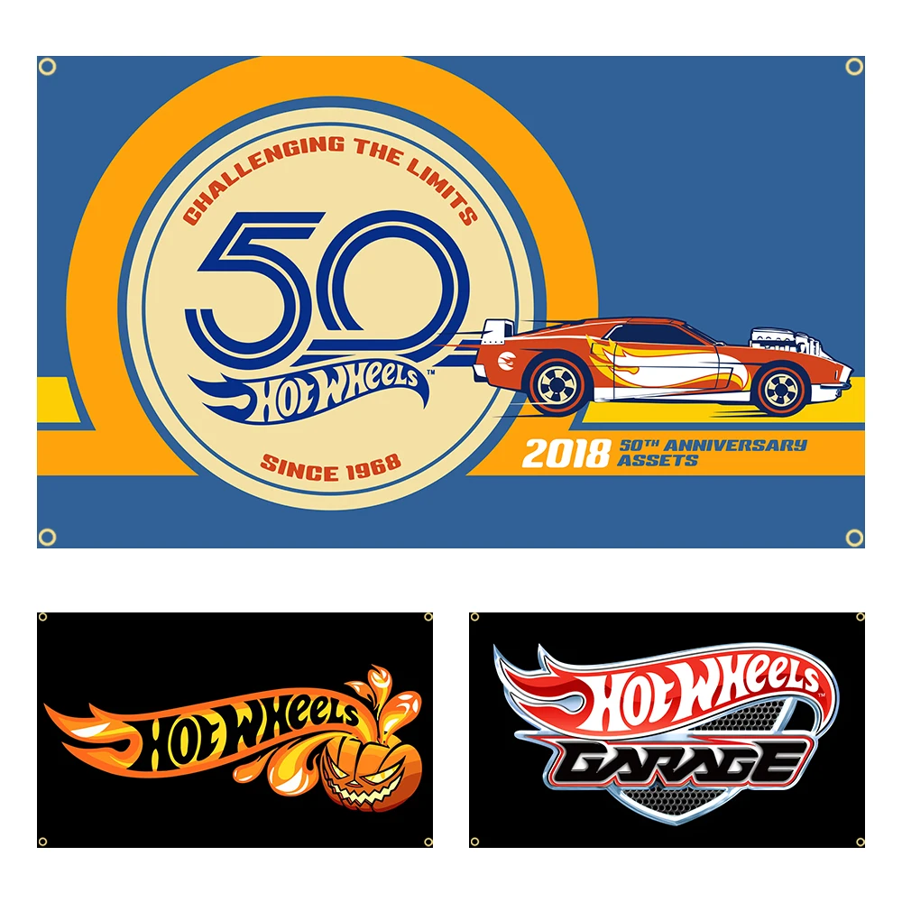 90x150cm Hot Wheels 50th Legends Flag Polyester Printed Car Banner Decoration