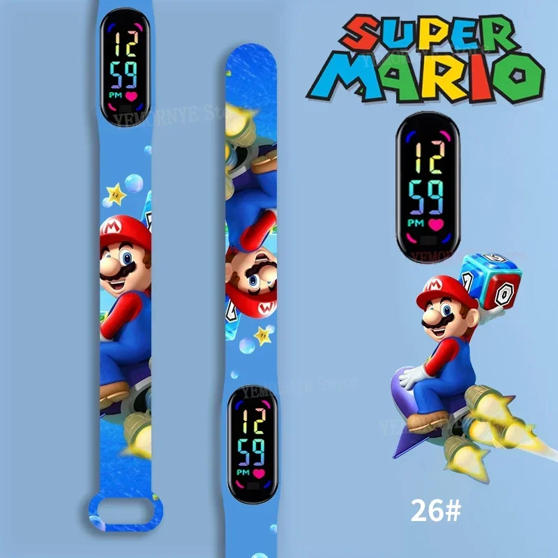 

Mario Bros Children's Watches Action Figures Luigi Princess Peach Yoshi Bowser kids Sport Wristband Waterproof Digital Watch Toy