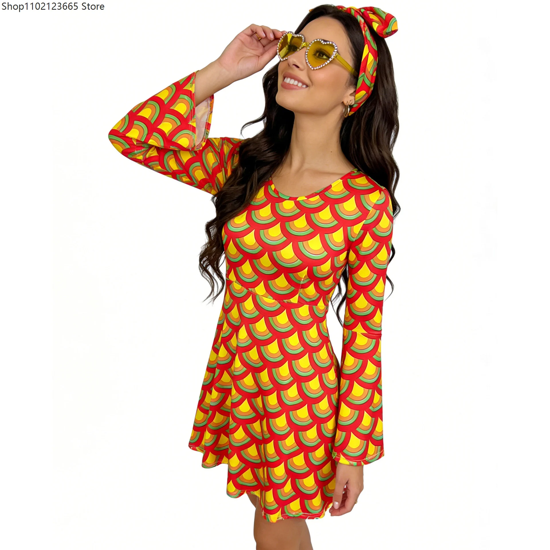 New Women's 70s Retro Hippie Bohemian Style Adult Hip-hop Disco Dress For Halloween Dance Parties And Cosplay Costumes 2026 view 4