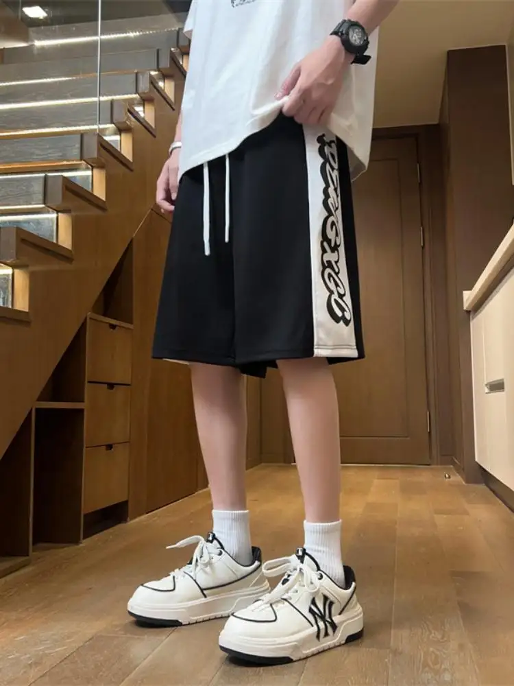 

Мужские спортивные летние шорты, тонкие повседневные шорты с вставками, прямые свободные шорты-карго, дышащие легкие брюки