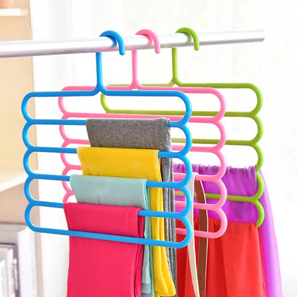 1pc Clothes Hangers 5 layers Pants Storage Hangers Clothes Storage Rack Multilayer Storage Cloth Hanger Wardrobe Organizer Rack