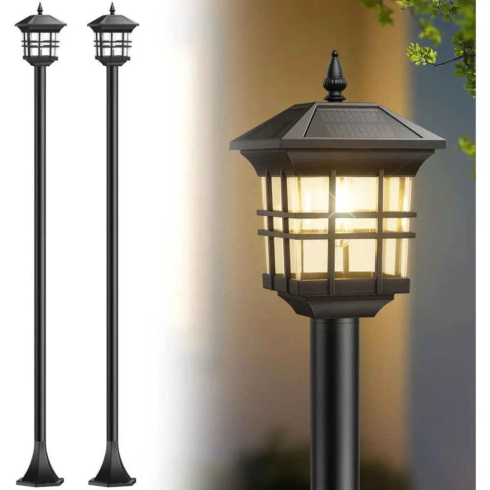 

78" r Lamp Post Light Outdoor 2 Pack, Black Waterproo Post r Street Lights, Pole Light Decorative or Yard Garden Patio Lawn Driv