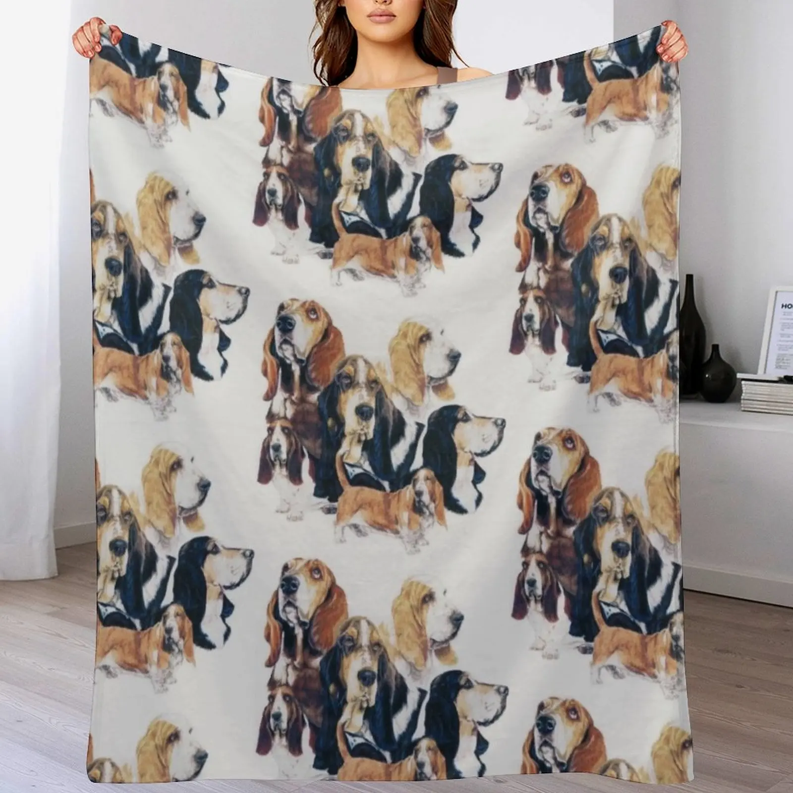 

New Basset Hound Montage Throw Blanket Luxury Throw Travel Multi-Purpose Blankets