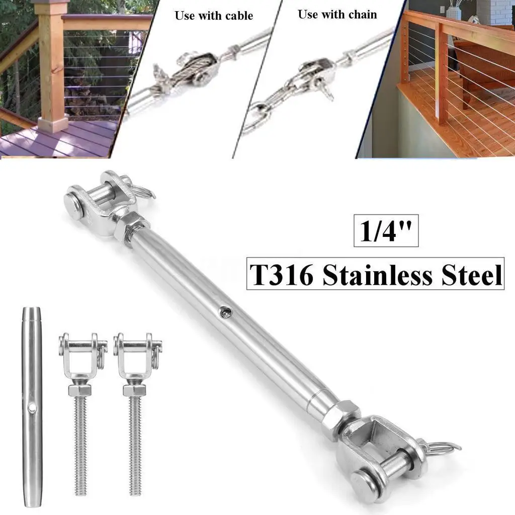 Stainless Steel Closed Body Turnbuckle Jaw Wire Rope Fork Rigging Screw