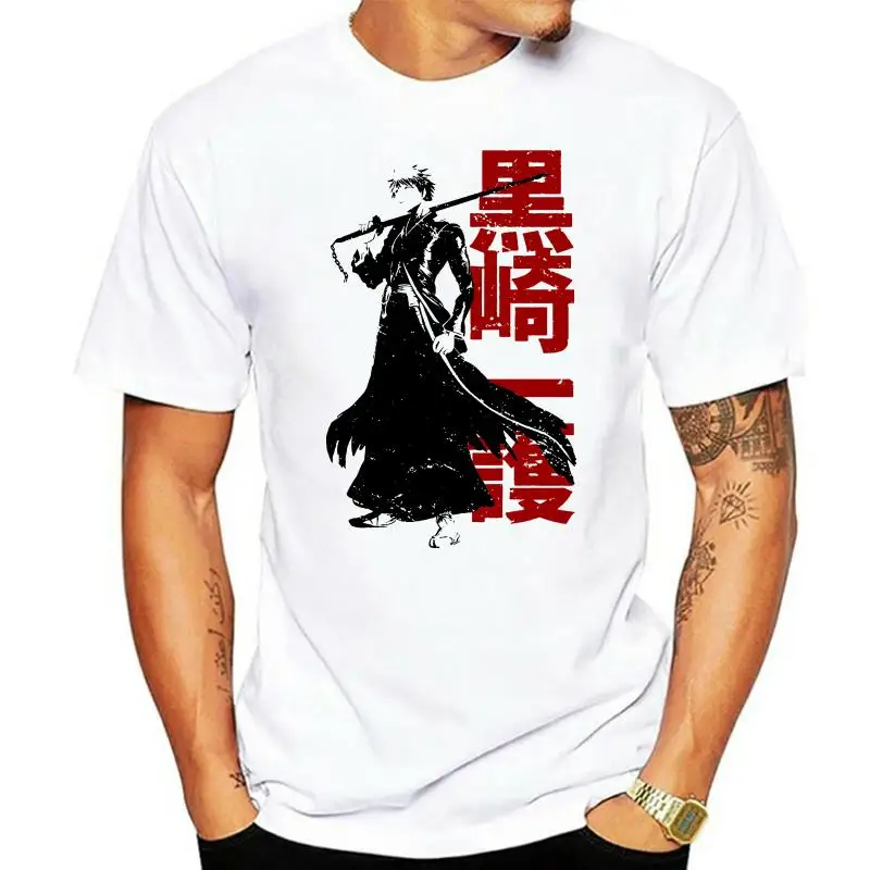 New Bleach Ichigo Kurosaki Anime Manga Movie White Cotton T Shirt New Fashion Mens Tops Cool O Neck T-Shirt Graphic Tees