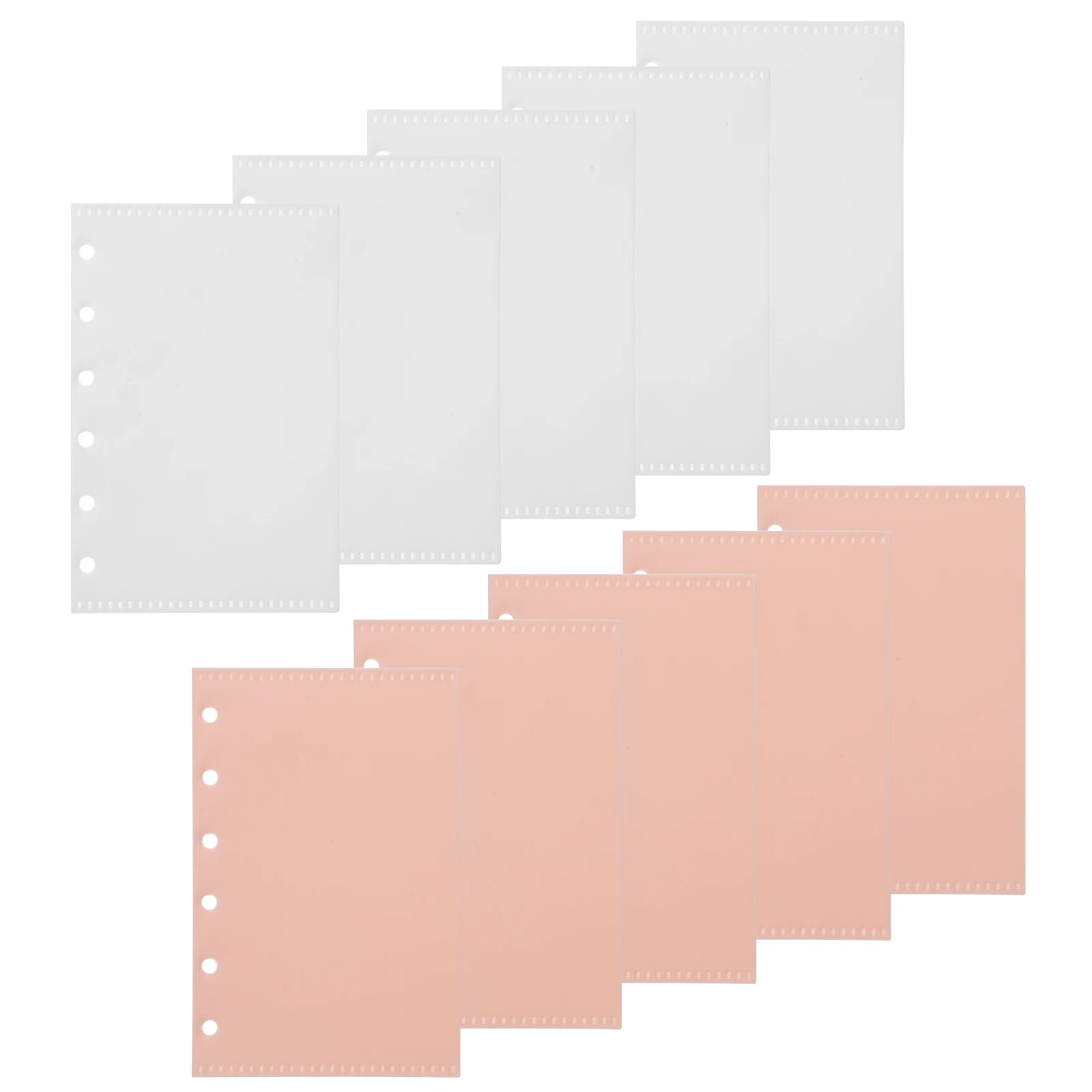 

10 Pieces A7 6-Hole Binder Pouches Plastic Folder Loose Leaf Bags Document Organizer Waterproof Black Transparent Set