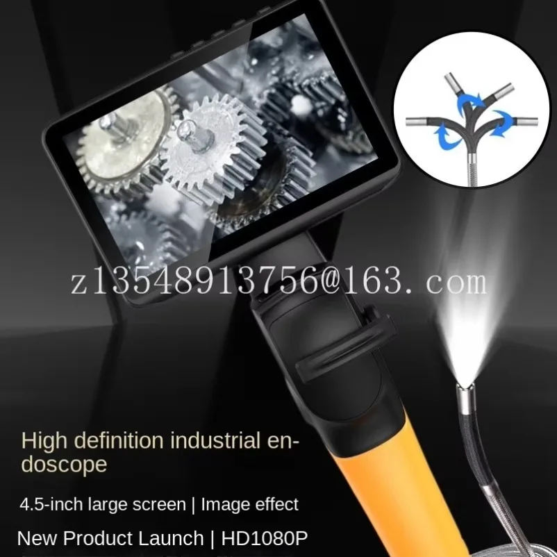 Dual Hinged Endoscope 4.5-inch CS60 Screen Industrial Endoscope 720p 8Leds Multifunctional 1M Car