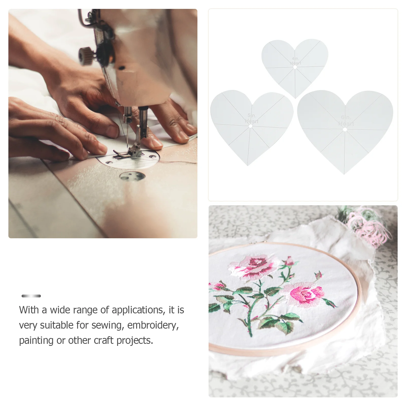 3 Pcs Sewing Ruler Heart Quilting Template Patchwork Tools Shape Templates Acrylic Stencil Rulers and Affordable DIY Embroidery