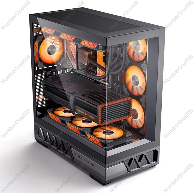 

Premium Mid Tower Gaming PC Case, ATX Desktop Chassis with Unique Transparent Rear Panel for Enhanced Display