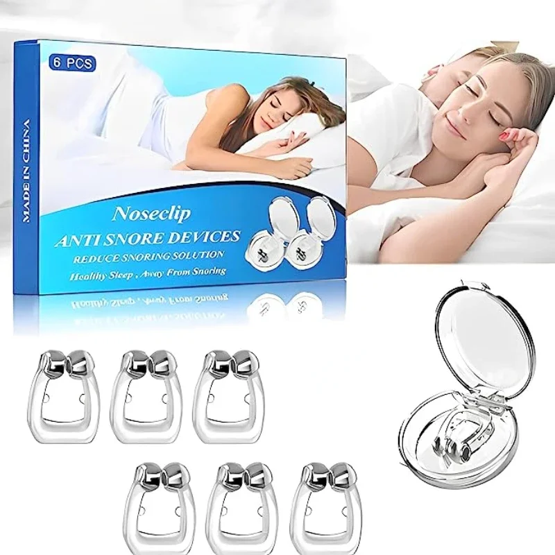 2/4/6/12/24pcs Magnetic Anti Snore Device Silicone Nose Clips Magnetic Sleep Tray Sleeping Easy Breathe Apnea Guard NightDevices