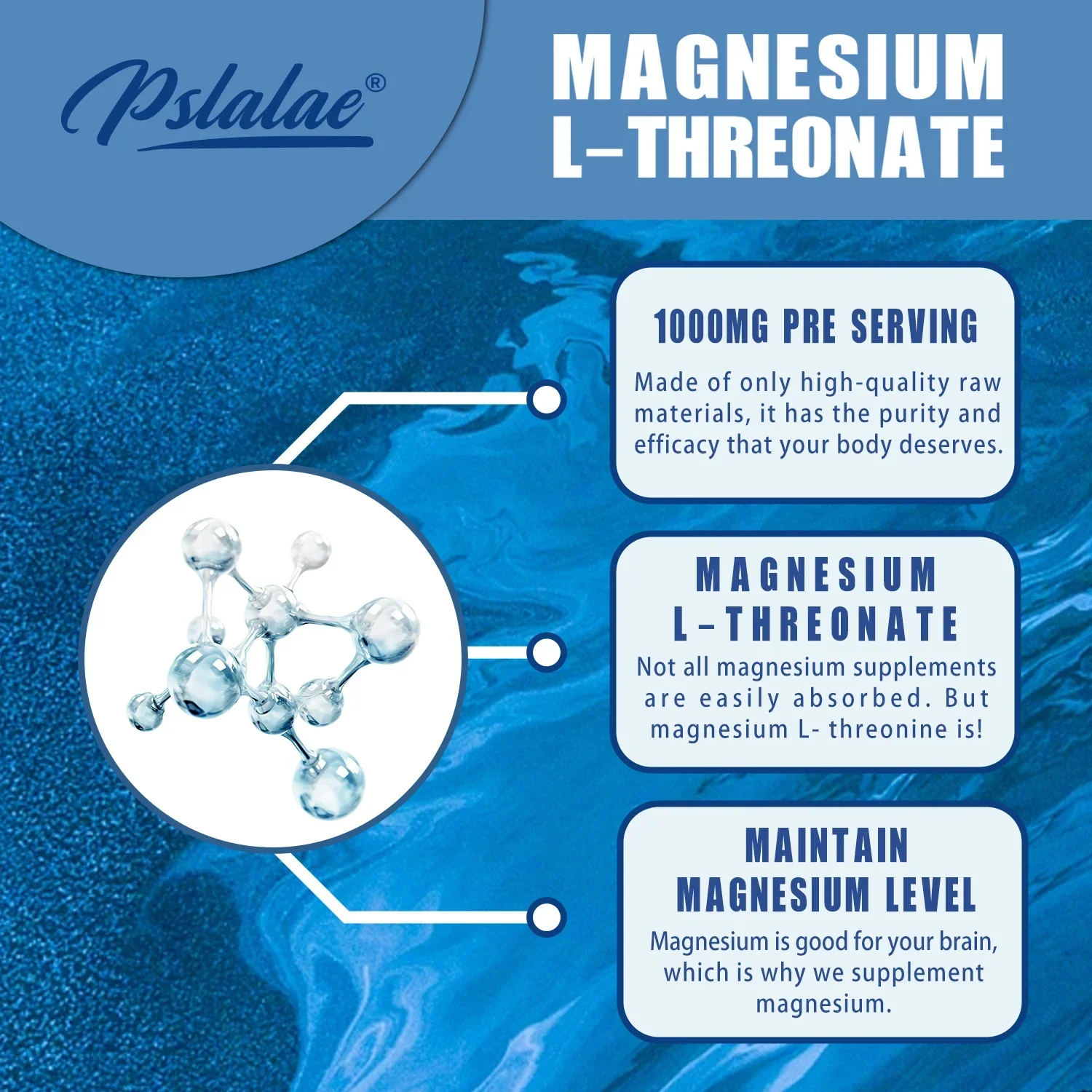 Magnesium L-Threonate - Supports Focus, Memory & Learning Brain Health, Boosts Nerve Energy, Sleep Support