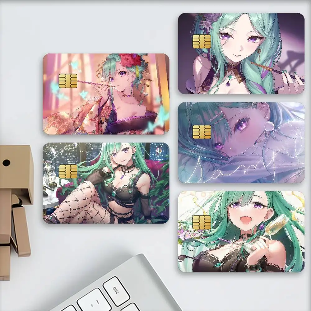 Virtual Idols Y-Yakumo B-Beni Matte Card Stickers For Credit Cards Debit Cards And Transit Cards 4Pcs