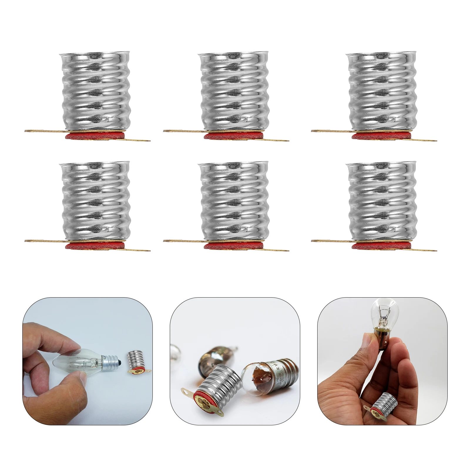 20pcs Lamp Holder Mini LED Bulb Socket Small Light Beads Screw Base Bracket Silver DIY Lighting Accessories Experimental