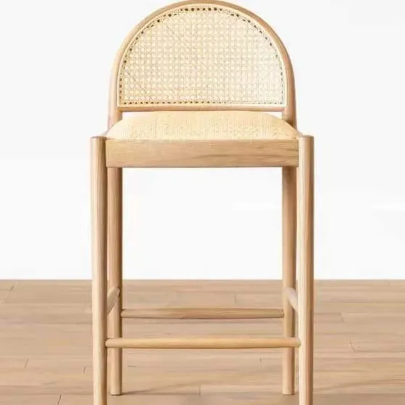 

Vine-woven Solid Wood Bar Chair Antique Simple Bar Chair, Household Bar Stool, High Chair At The Front Desk Rattan Chair sillas