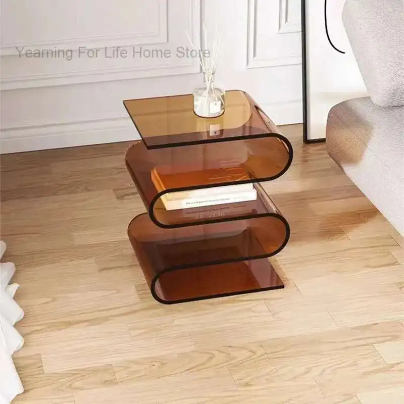 

Nordic Acrylic Transparent Side Table Light Luxury Simple Creative Home Storage Rack Floor-standing Small Bookshelf