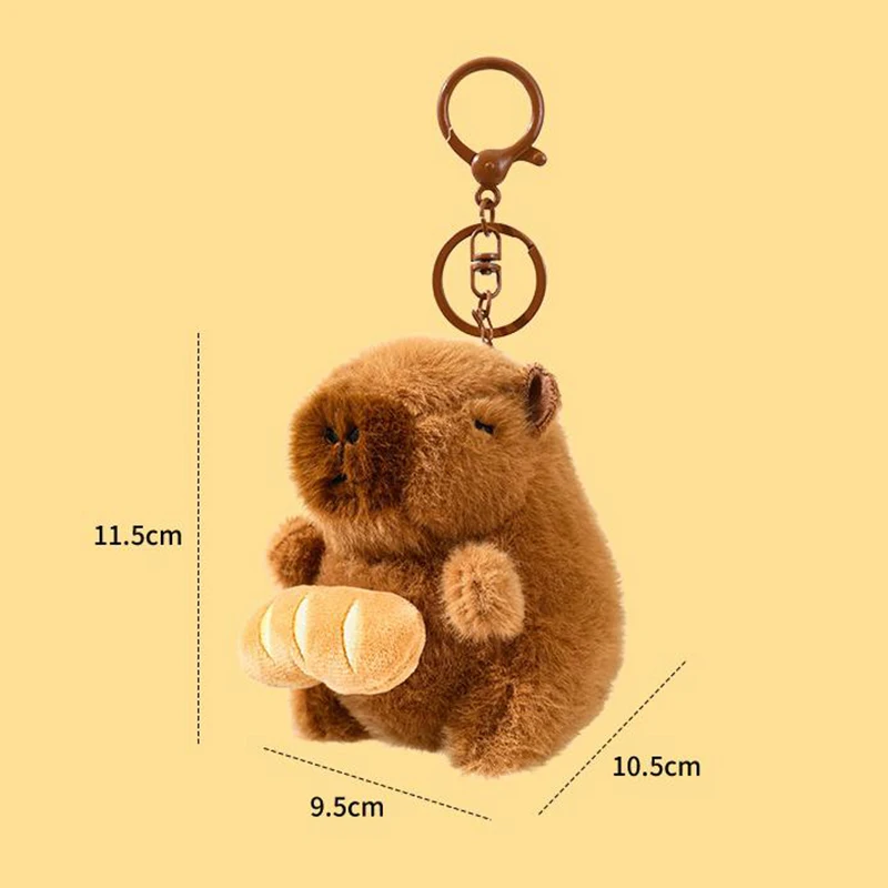 لطيف الكرتون كابيبارا قلادة المفاتيح لعبة دمية حقيبة حلي معلقة قلادة على ظهره أفخم دمية الحيوان كيرينغ