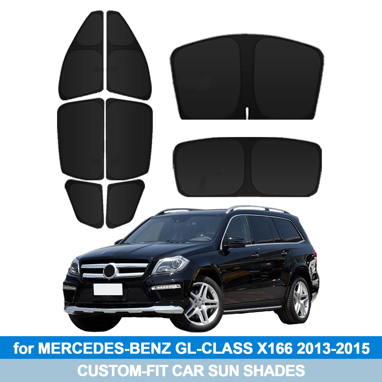

For MERCEDES-BENZ GL-CLASS X166 2013-2015 Windshield Sun Shade Side Window Shades Cover Sun Visor Shield Privacy Protection
