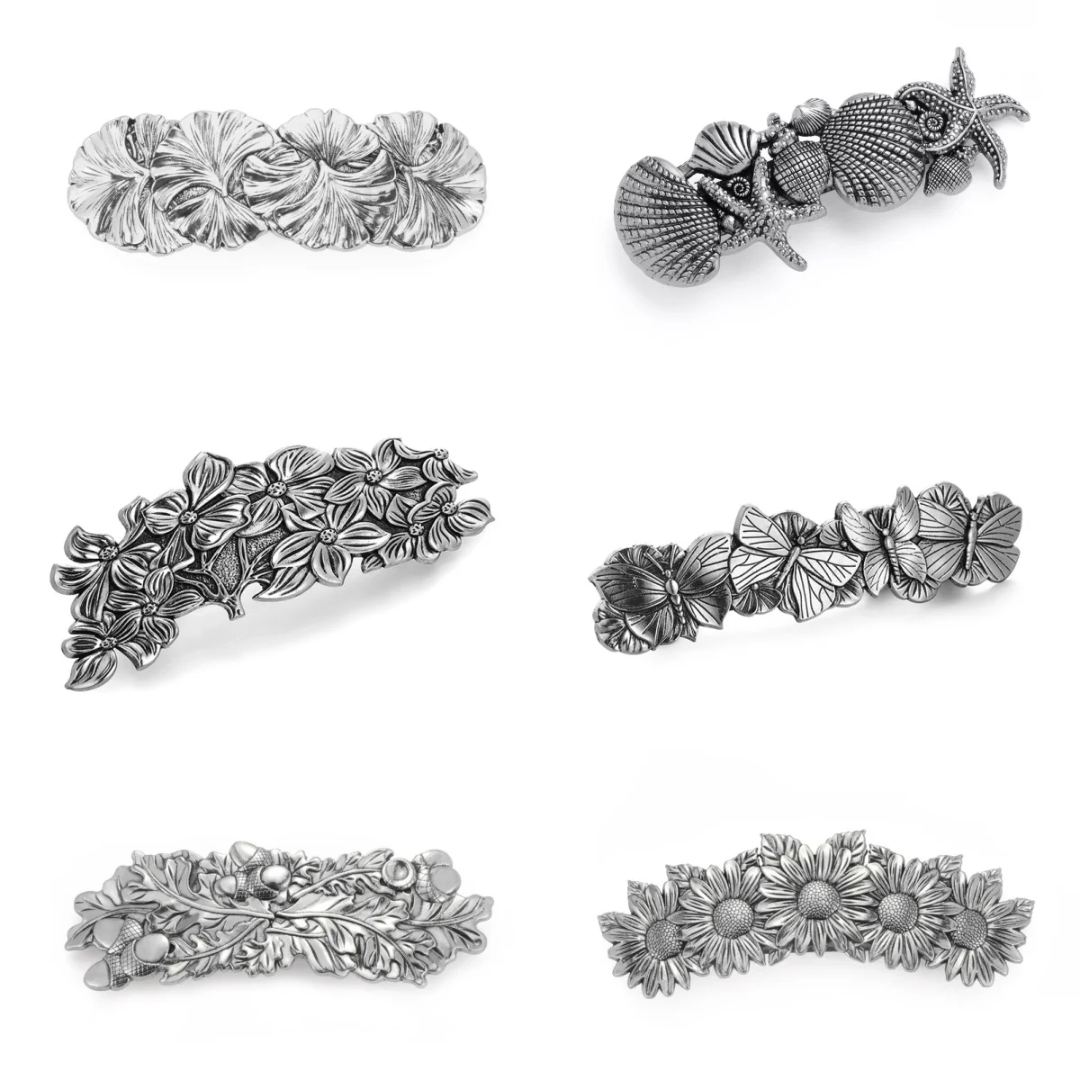 Kkjoy Zircon Leaves Hairpin Silver Color Starfish Seashell Butterfly Sunflower Hair Decor Fruit Leaves Long Hair Design Jewelry