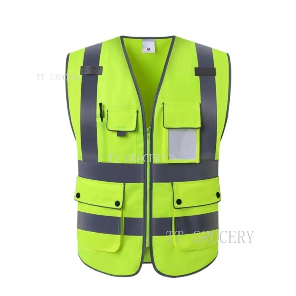 Surveyor Safety Outdoor Worker Motorcycle Jacket Fluorescent Signal Vest Reflective High Visibility Vest for Men Woman