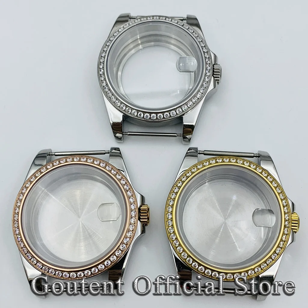 Goutent 36mm/39mm Gemstone Beze Sapphire Crystal Watch Case Fit NH34 NH35 NH36 ETA2824 PT5000 ST2130 Movement