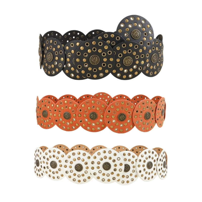 

Practical Wide Disc Belt PU Leather Belt Adult Adjustable Decorative Belt Drop Shipping