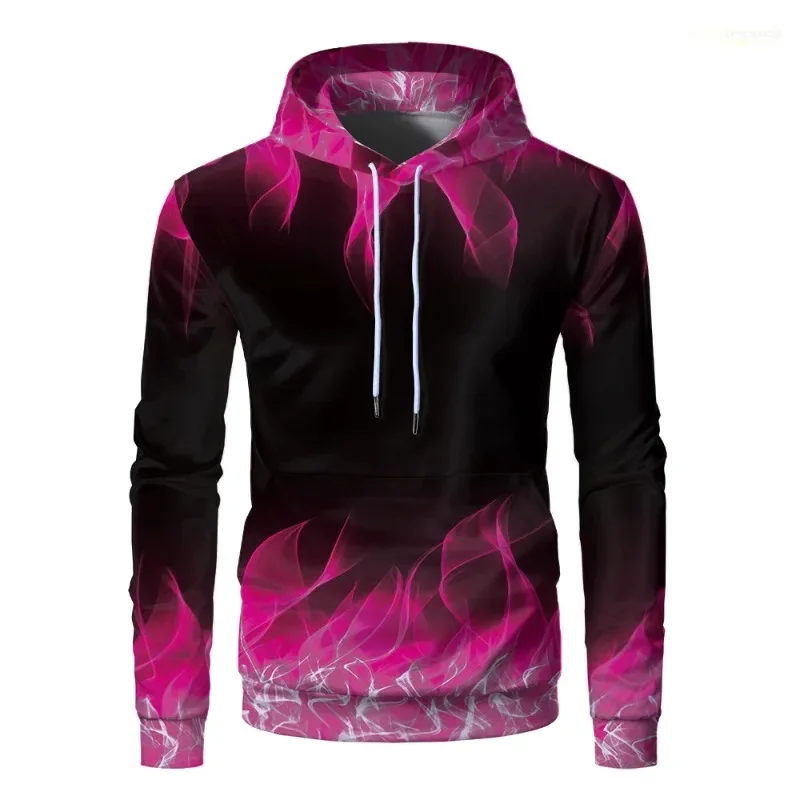 New Colorful Multicolored Flame 3D Print Hoodie Fashion Casual Men Hooded Sweatshirt Funny Oversized Women Clothing Hoodies