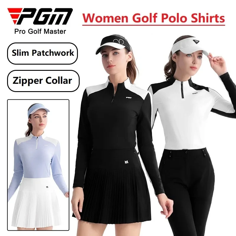 

Рубашка-поло женская с длинным рукавом, на молнии