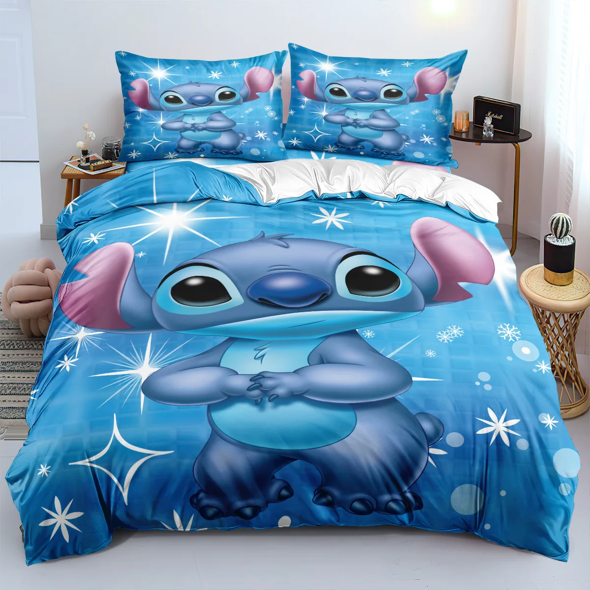 Cartoon Anime Stitchduvet Cover Set Comforter Cover Bedding 3D Children's Bedding Set 3-Piece 1 Quilt Cover 1 or 2 Pillowcases