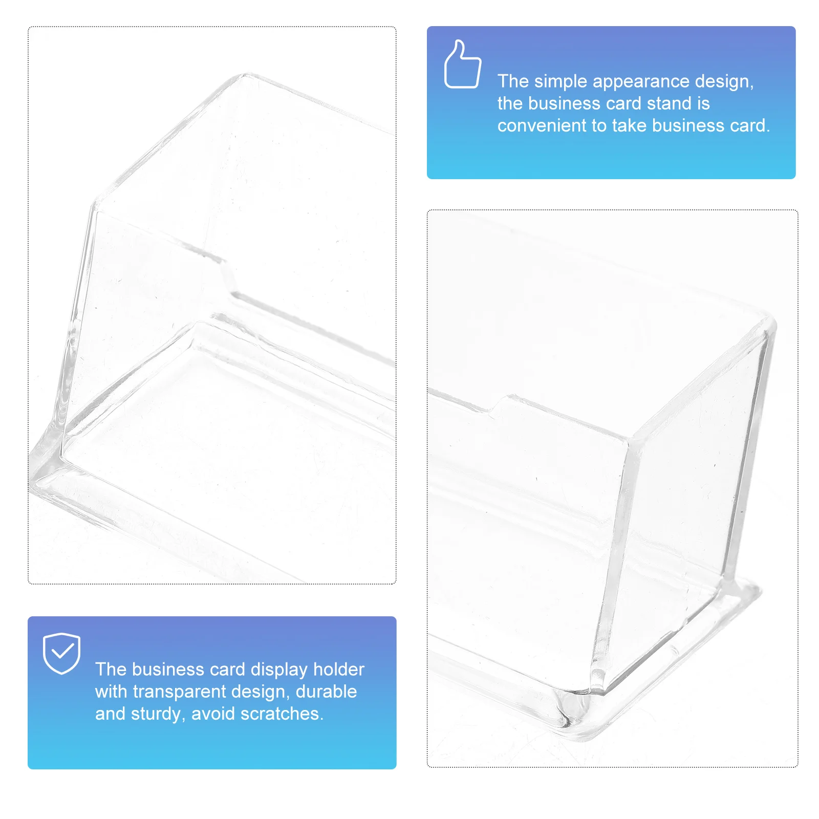 

6Pcs Desktop Business Card Holder Transparent Plastic Stand Organizer Clear Display Box Office Card Storage Holder