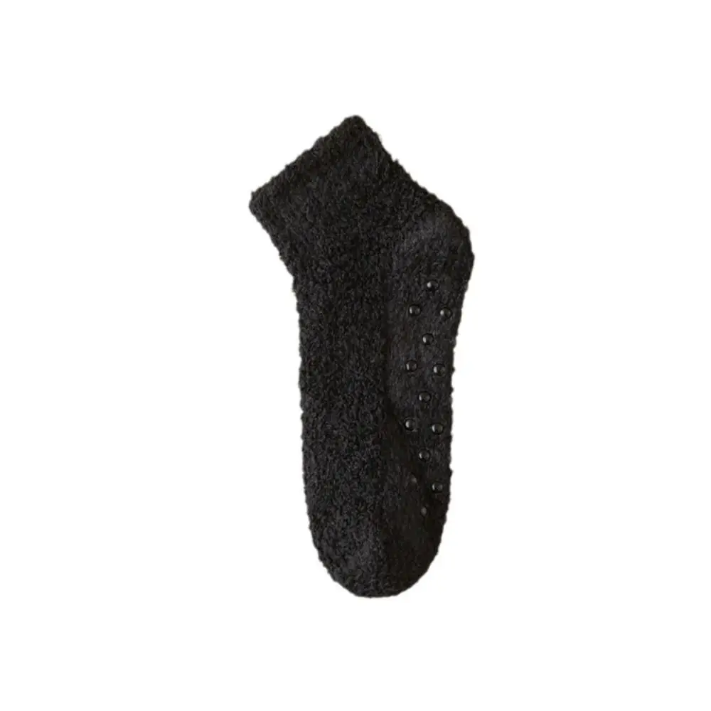 Sleep Socks Winter Coral Velvet Socks Solid Color Warm Cotton Socks Silicone Non-slip Fluffy Floor Socks Women